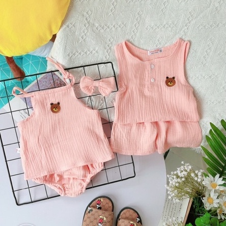 Đồ bộ cho bé 7 đến 16 kg vải muslin TTR238 TTR243 - bộ quần áo trẻ em vải đũi xốp xinh xắn TTR42