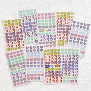 sticker hình dán Nhãn dán họa tiết trái tim chữ số phong cách cổ điển Hàn Quốc trang trí sổ tay hộp quà tặng DIY
