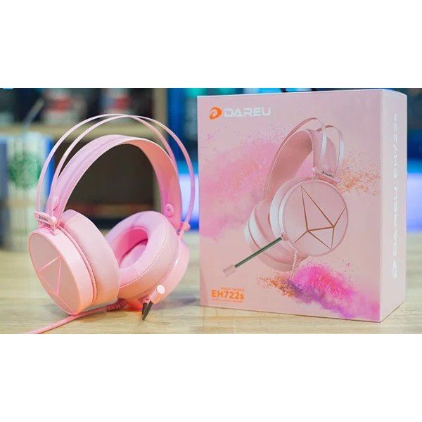 Tai Nghe Gaming DAREU EH722s MAGIC QUEEN Màu Hồng - ÂM THANH GIẢ LẬP 7.1 - BH 12 Tháng
