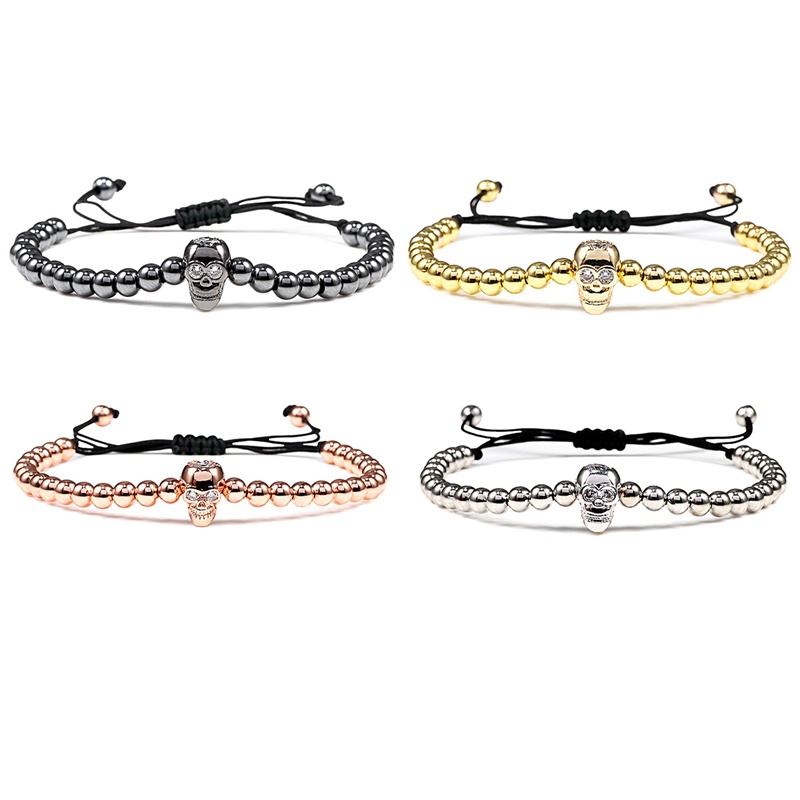 Vòng Tay Bện Dây Nylon Mặt Đầu Lâu Phong Cách Halloween Cho Nam