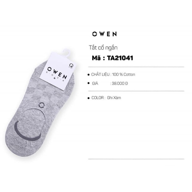 Tất Owen nam 100% cotton khử mùi