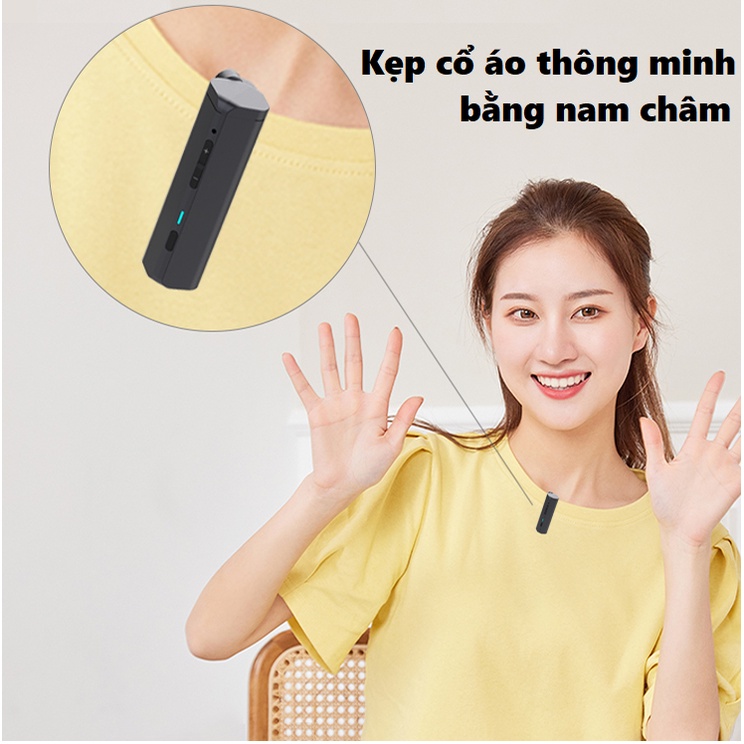 Micro cài áo không dây FOVOCE F1 quay video, livestream trên Iphone qua sóng bluetooth và sóng 2.4G