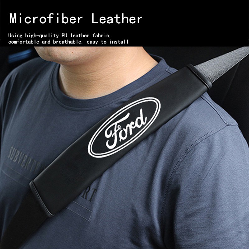 Đệm Bọc Dây Đai An Toàn Bằng Da Cho Xe Hơi Ford Ranger Xlt Wildtrak Focus Mk2 Mk3 Ranger Raptor Mustang Ecosport Kuga Everest Mondeo