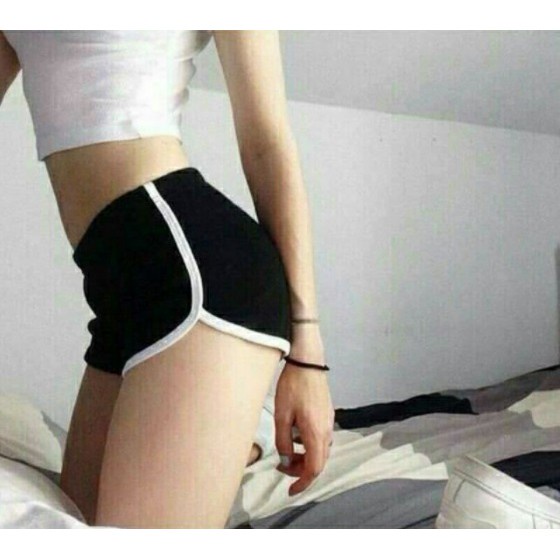 Quần Short Nữ Đùi mặc nhà Viền Kẻ Trắng Thể Thao Ulzzang Buộc Dây Hot Trend mát mẻ sexy