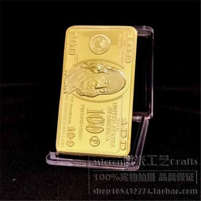 Đồng Xu Kỷ Niệm Mạ Vàng In Hình Tờ 100 Đô La Mỹ