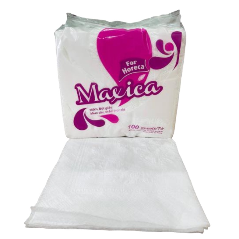 Khăn Giấy Vuông Cấp MAXICA 100 Tờ