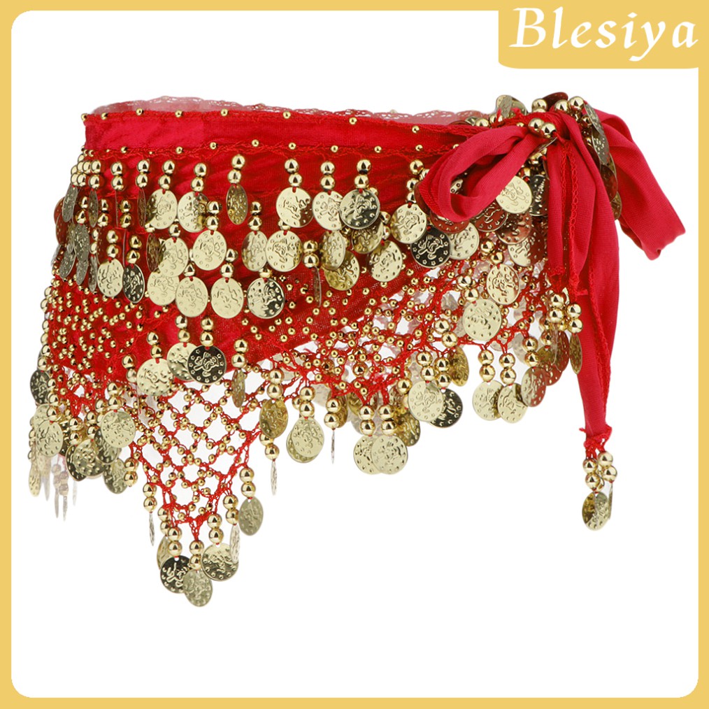 Khăn đeo hông đính đồng xu tua rua trang phục múa bụng thời trang cho nữ