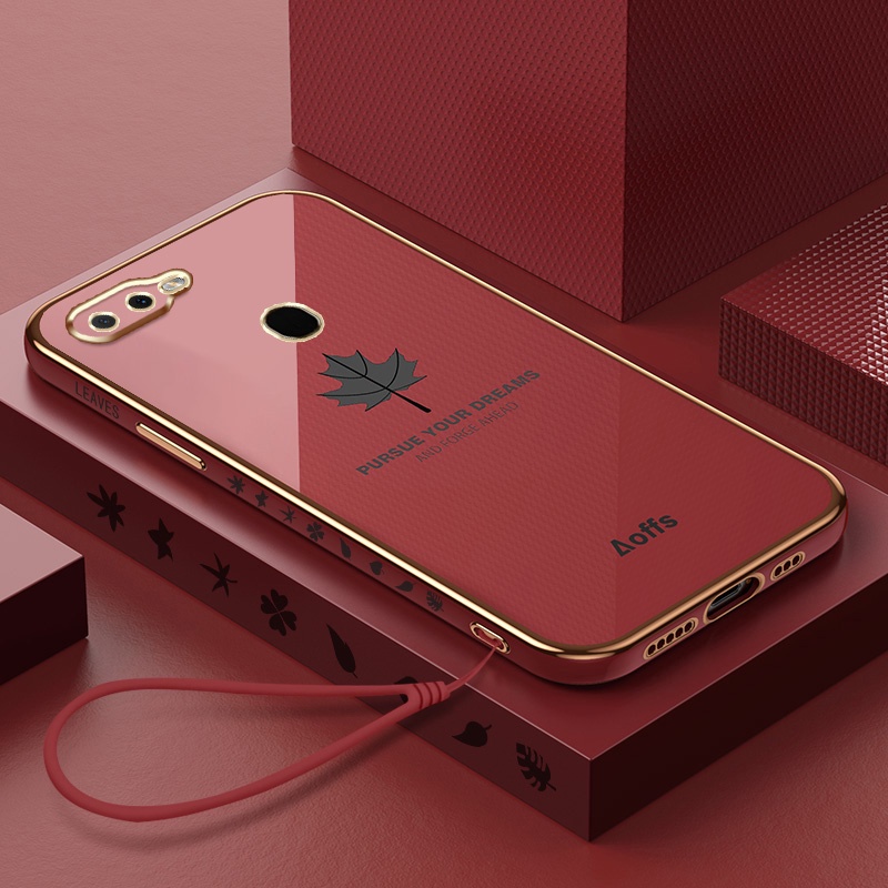 Ốp Điện Thoại Mạ Điện Hình Lá Phong Cho OPPO A7 A5S A12 A11K CPH2083 CPH2077 CPH1901 CPH1903 CPH1905 CPH1909 CPH1920 CPH1912