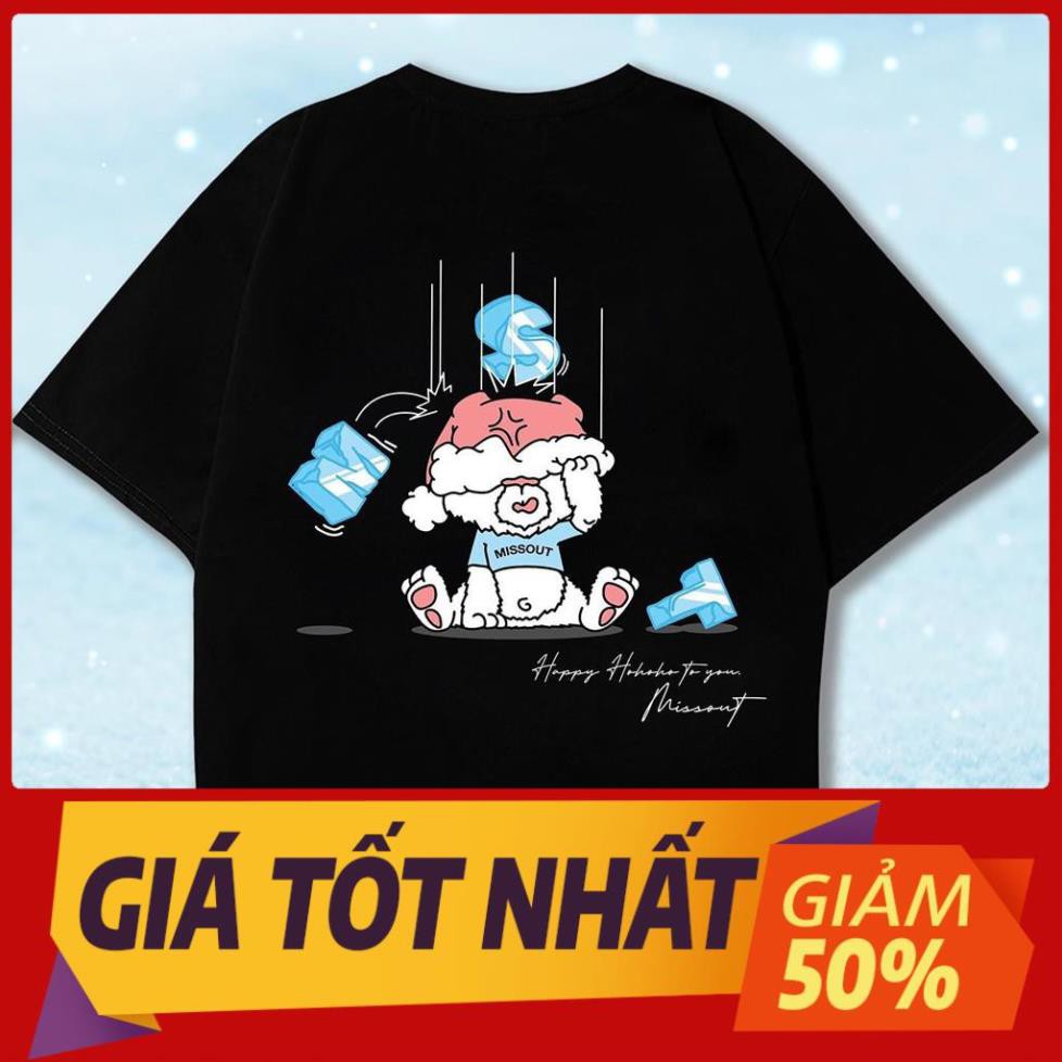Áo thun form rộng MISSOUT Gấu Trắng Unisex Nam Nữ - Áo phông tay lỡ kiểu giấu quần Ulzzang Nelly- Leevin Store đẹp