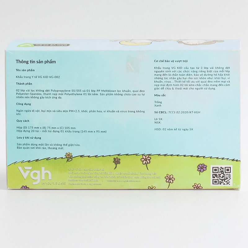 Khẩu trang y tế cho bé, khẩu trang trẻ em VG Kid bảo vệ vượt trội (20 Cái/hộp)