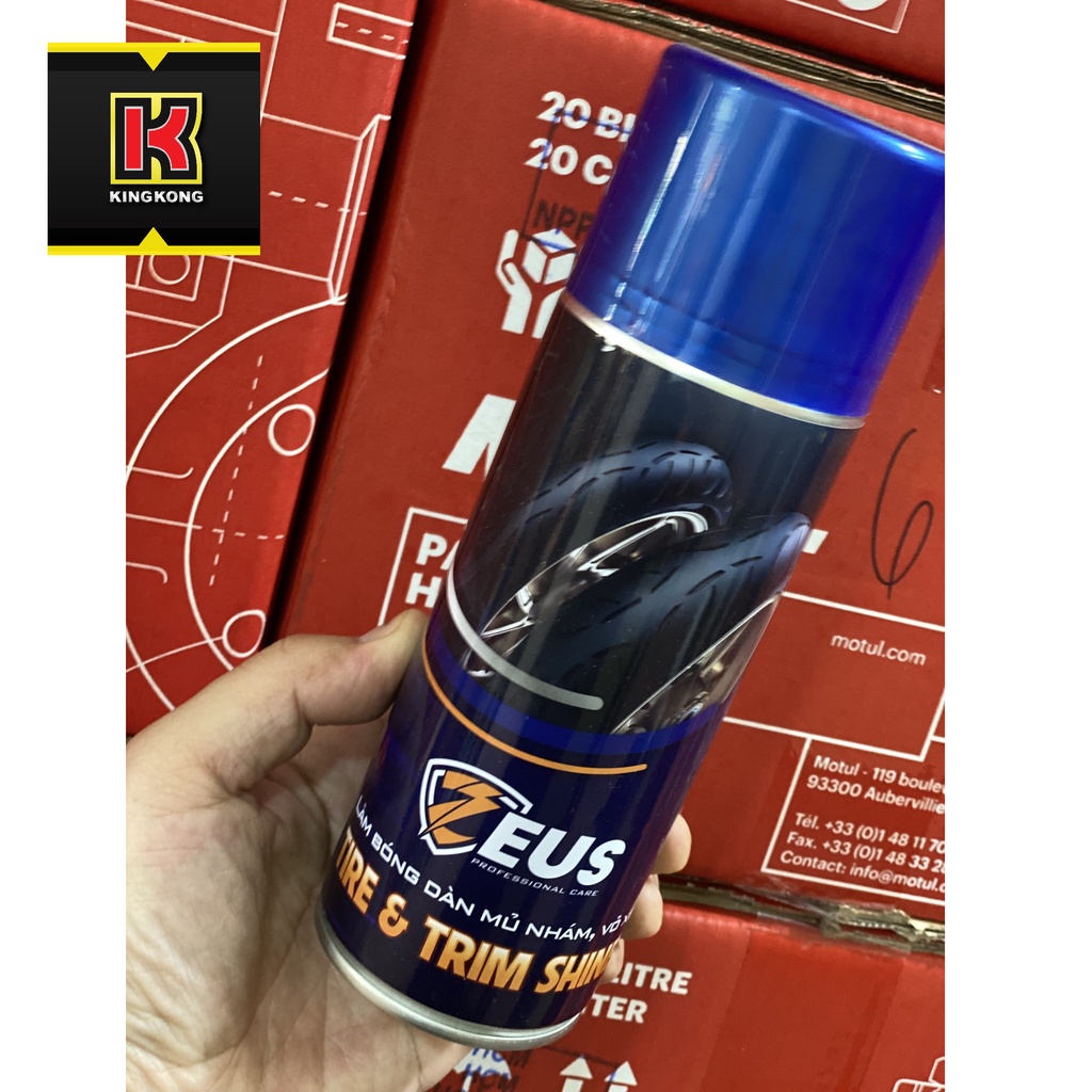 Bảo dưỡng vỏ/ lốp xe, cao su và nhựa nhám trên xe hơi và xe máy Zues 250ml