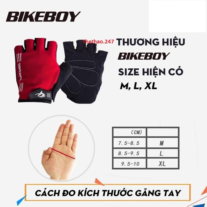 Găng Tay Xe Đạp Thể Thao, Găng Tay Nửa Ngón Sử Dụng Đi Xe Đạp Bikeboy Chống Trượt