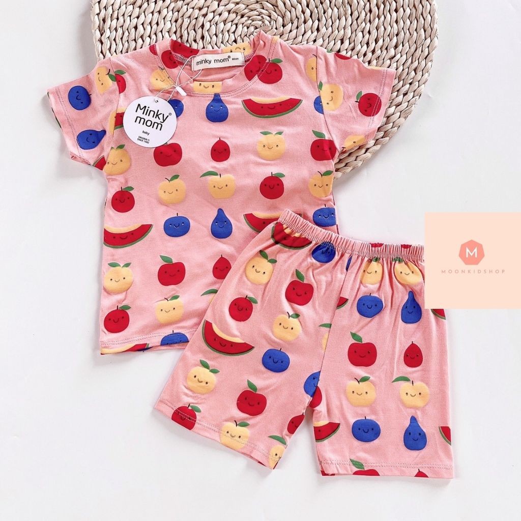 Bộ Minky mom Cộc Tay Cho Bé🏄Họa Tiết Ice Cream🏄cotton100% co giãn 4 chiều dành cho bé trai bé gái từ 6-18kg