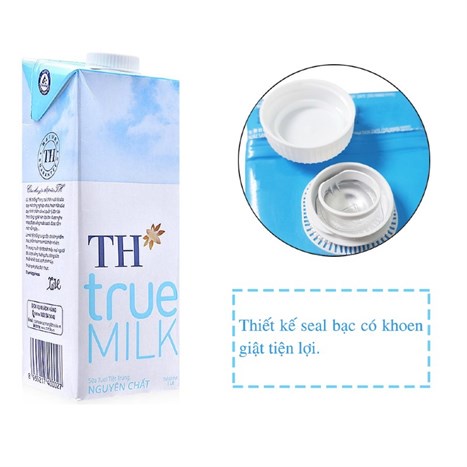 Thùng 12 hộp sữa tươi tiệt trùng nguyên chất không đường TH true MILK hộp 1 lít