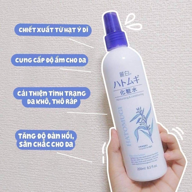 Chai Xịt Khoáng Dưỡng Ẩm, Trắng Da Dạng Lotion HATOMUGI REIHAKU Chiết Xuất Ý Dĩ Nội Địa Nhật 250ML - SAKUKO