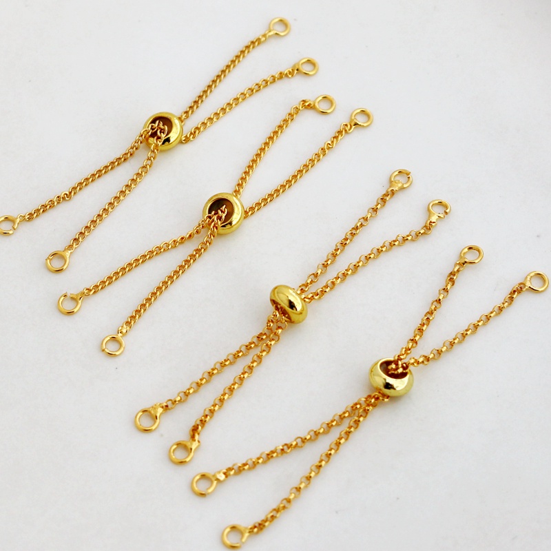 Chuỗi Dây Xích Tròn Dẹt Bằng Đồng 18K Màu Vàng Có Thể Thu Gọn Dài 5CM Dùng Để Tự Trang Trí Vòng Tay diy