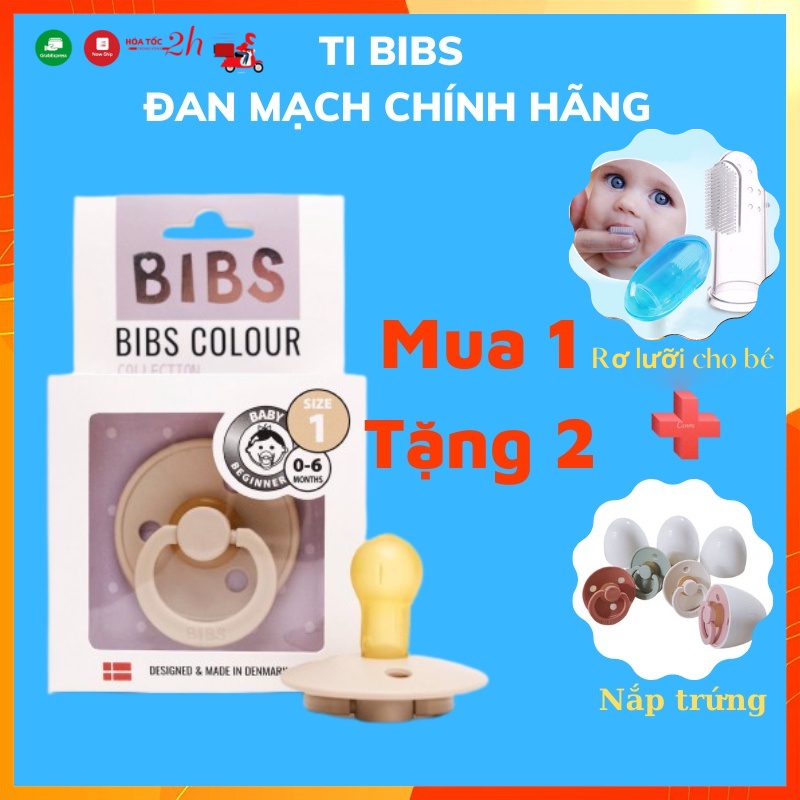 Ti giả BIBS, núm ti giả cho bé chính hãng Đan Mạch, chất liệu cao su thiên nhiên, an toàn cho bé từ 0 - 36 tháng