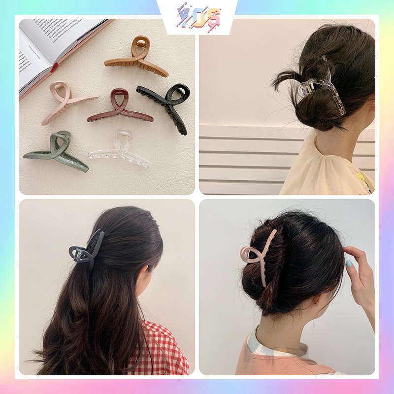 Kẹp tóc càng cua màu trơn phong cách Retro đơn giản xinh xắn