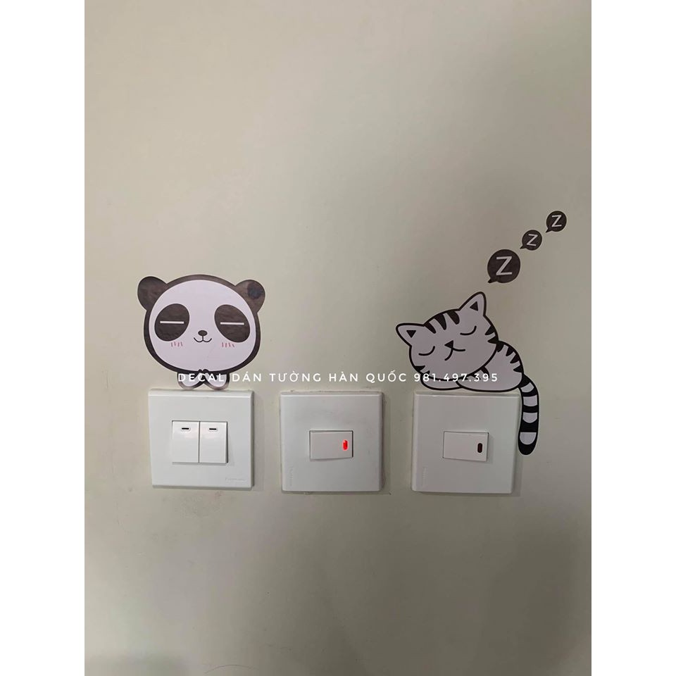 Decal dán tường 11 thú trang trí công tắc [ FULL BỘ 11 THÚ SIÊU XINH SIÊU RẺ ] chất liệu PVC mỏng độ bền lâu dài