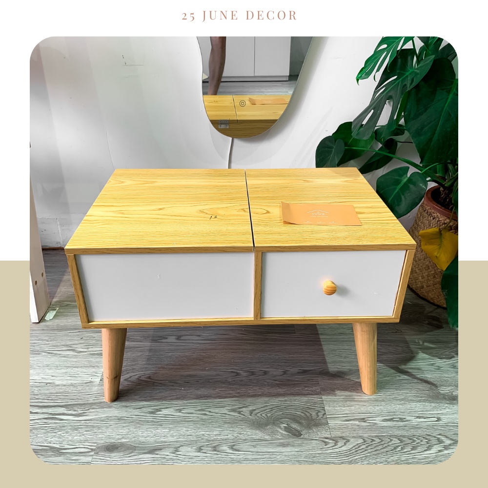 MIỄN SHIP Bàn Trang Điểm Ngồi Bệt, Bàn Phấn Có Gương Gỗ MDF Cao Cấp Chịu Lực Cao - 25 June Decor