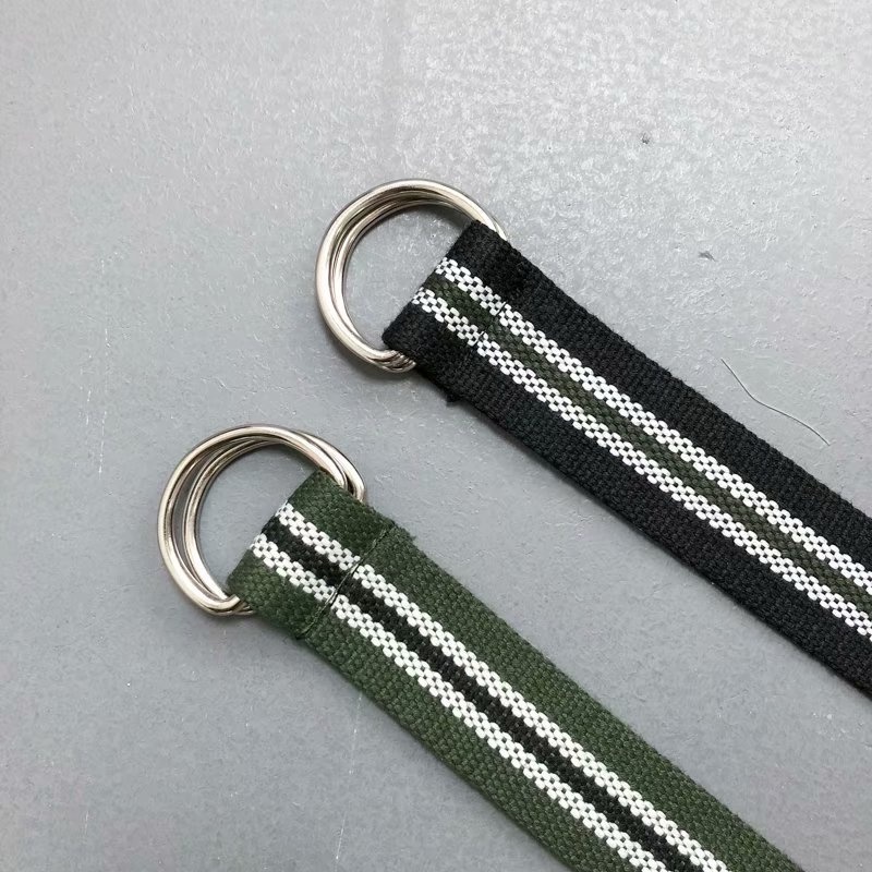 Thắt lưng vải canvas họa tiết sọc caro thời trang cho nam và nữ