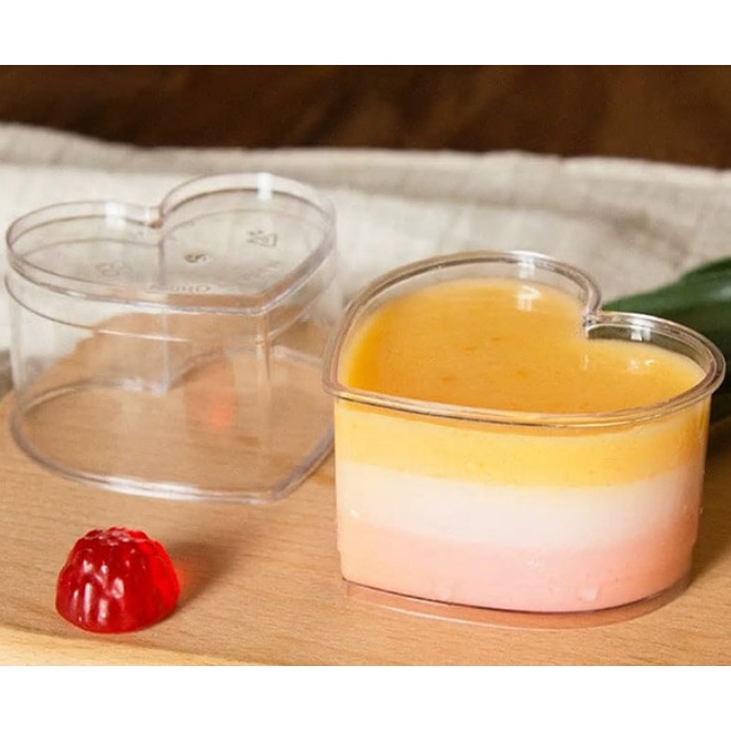 Cốc trong suốt nhiều hình dạng đựng bánh Pudding, Thạch, Caramel .. hình trái tim, mặt trăng