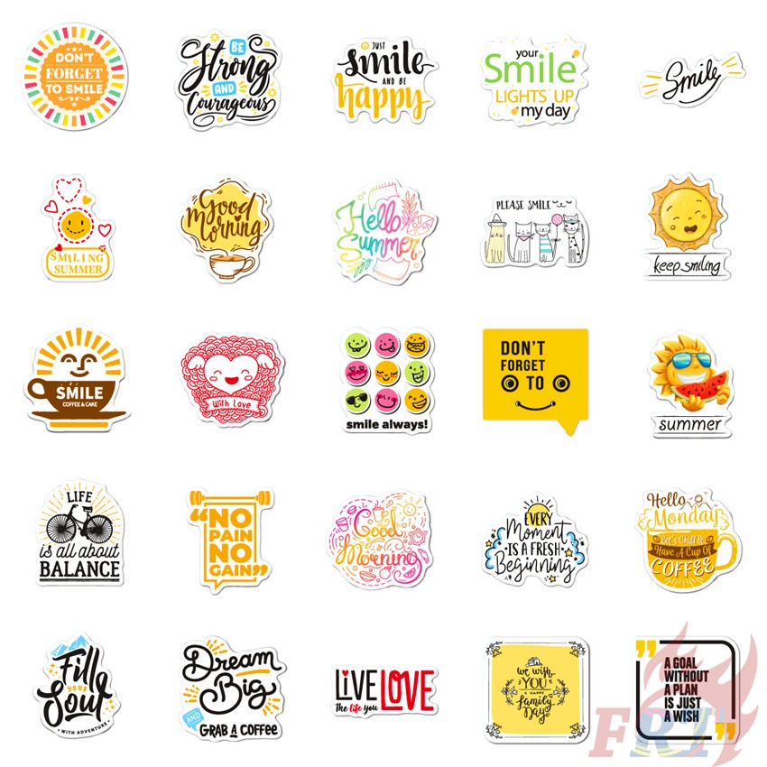 ❉ Miếng Dán Chữ Tiếng Anh 05 Kiểu Cổ Điển Độc Đáo ❉ Bộ 50 Sticker Chống Thấm Nước Họa Tiết Doodle Hợp Thời Trang