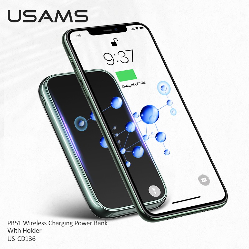 Sạc Dự Phòng Usams Us-cd136 Dung Lượng 4000mah Không Dây Cho Iphone Huawei Mate 30 Xiaomi