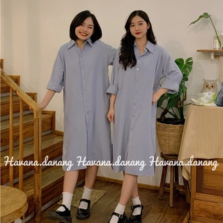 Đầm sơ mi kaki nhiều màu, form suông rộng tay dài AE94
