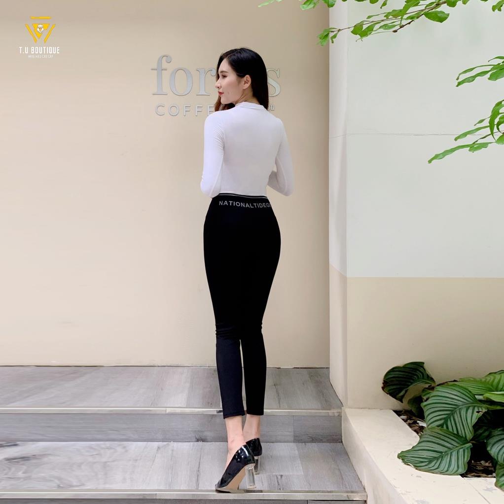 Quần legging nữ dài cạp chéo cao nâng mông giữ nhiệt Umi Hàn nữ co giãn 4 chiều