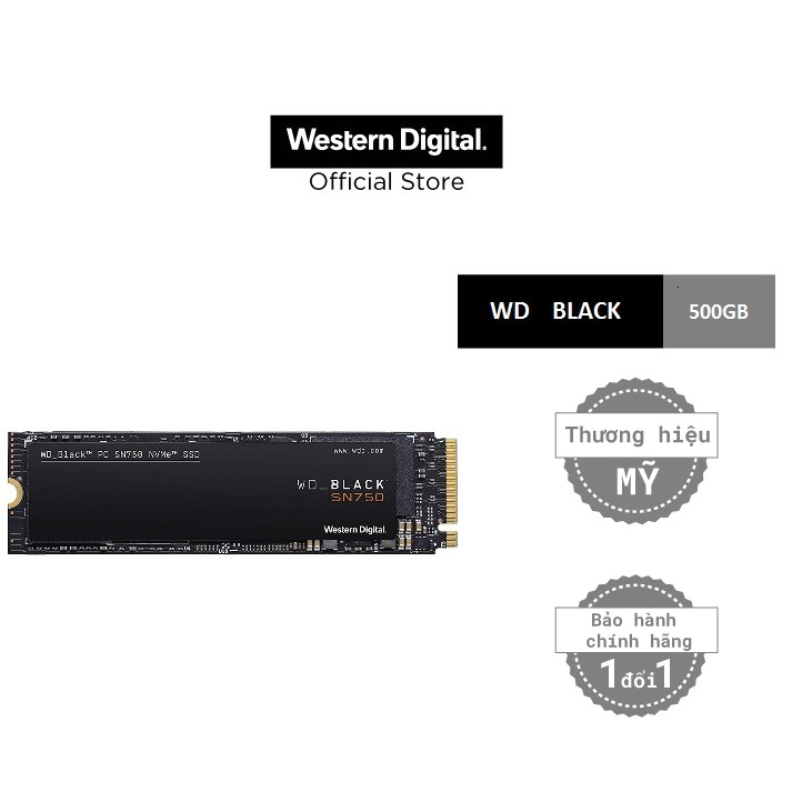 SSD Western Digital Black SN750 PCIe Gen3 x4 NVMe M.2 500GB WDS500G3X0C | WebRaoVat - webraovat.net.vn