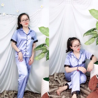 BỘ NGỦ LỤA PHỐI REN - TAY NGẮN QUẦN DÀI