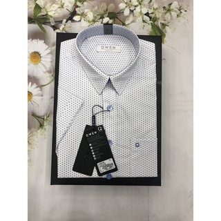[OWEN SALE] ÁO SƠ MI CỘC TAY BA20113N MẪU MỚI 2020 IN XANH NỀN TRẮNG
