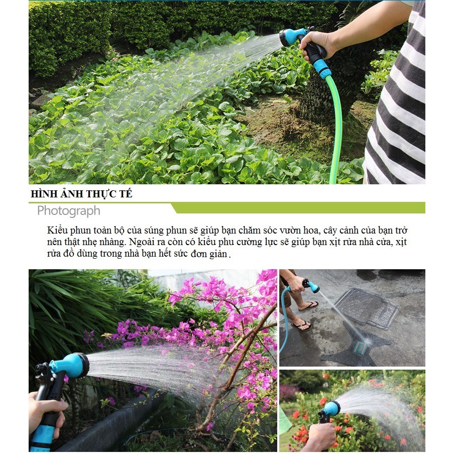 Vòi tưới cây, vòi rửa xe đa năng chăm sóc vườn cây và vệ sinh nhà cửa