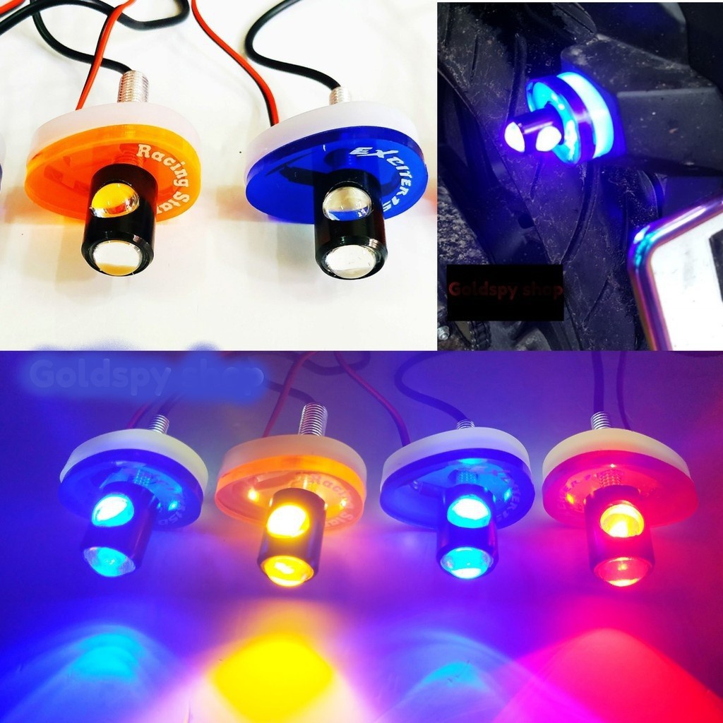 xi nhan multy 2 chiều có đế led 4 màu xanh lá, xanh dương, đỏ, vàng lắp cho mọi dòng xe