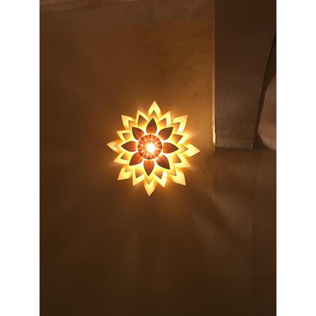 Đèn Trang Trí Gỗ Led Hình Hoa Sen