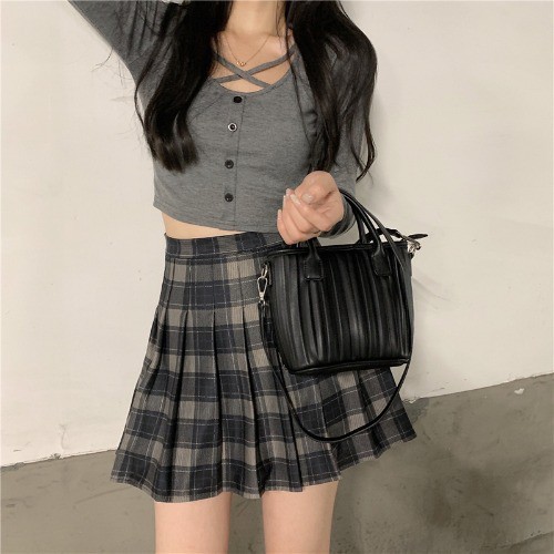 Set Áo Croptop Đan Dây + Chân Váy Tennis Dạ - Ulzzang - Titto Closet | BigBuy360 - bigbuy360.vn