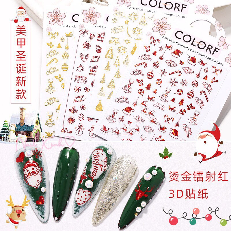 [ Hàng mới ] Nail sticker gold Giáng Sinh - Noel