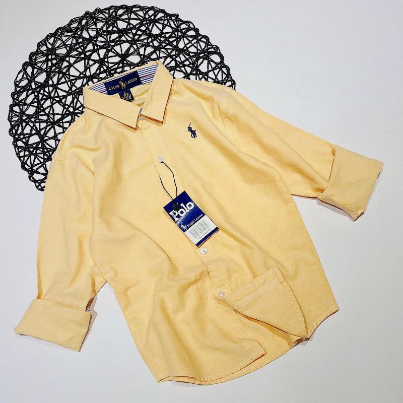 Áo sơ mi màu trơn bé trai tay dài A024