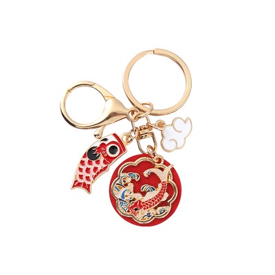 Móc Khóa Hình Cá Koi Đám Mây Cầu Nguyện Phong Cách Trung Hoa