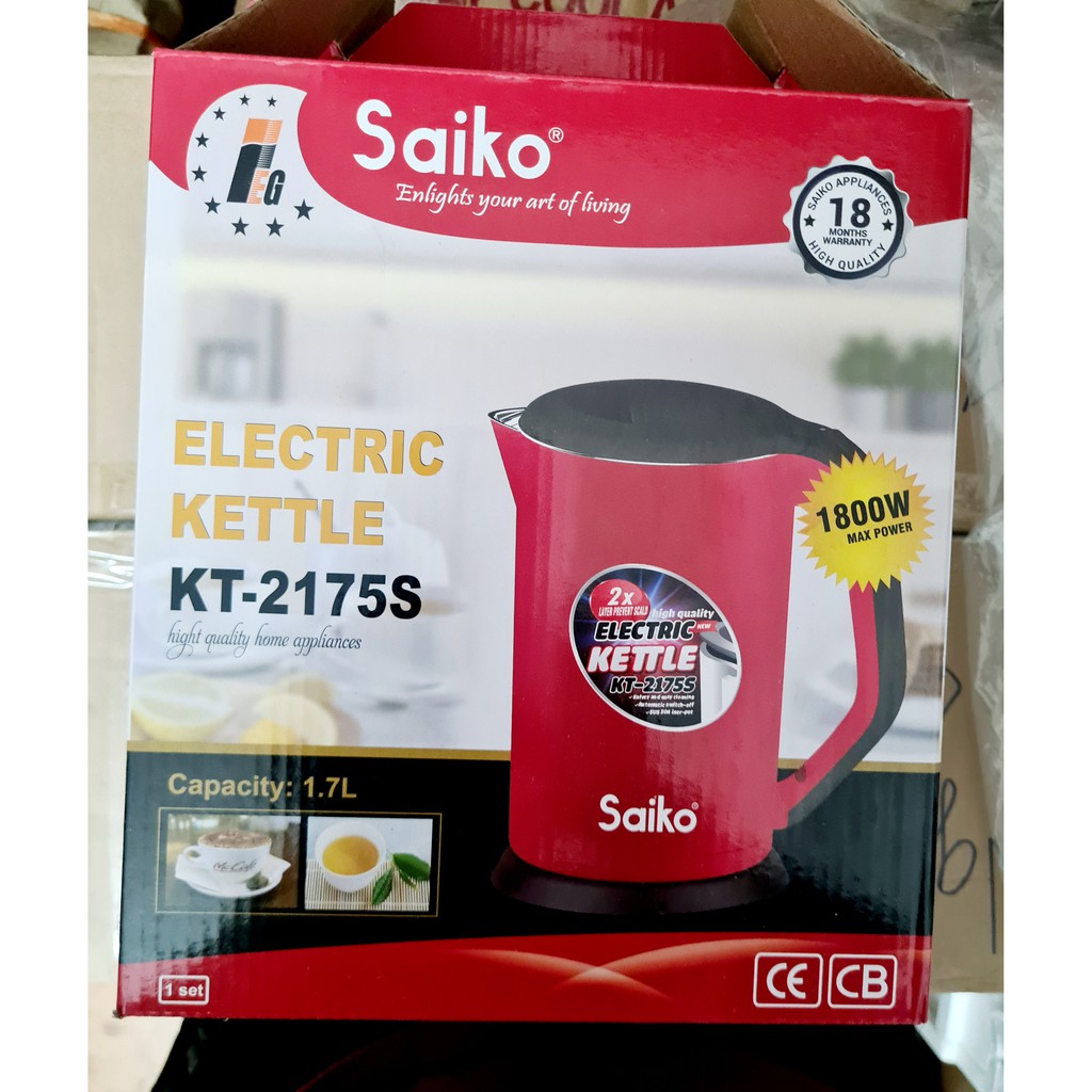 Ấm siêu tốc Bình siêu tốc Saiko KT-2175S hàng chính hãng 1.7l 1.7 lít