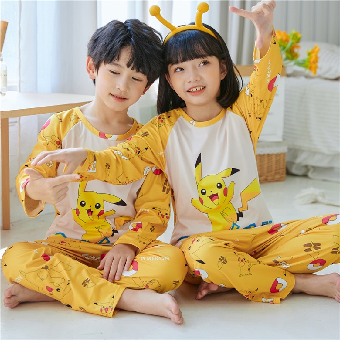 Bộ Đồ Ngủ Tay Dài Chất Liệu Cotton In Họa Tiết Hoạt Hình Xinh Xắn Cho Bé Gái