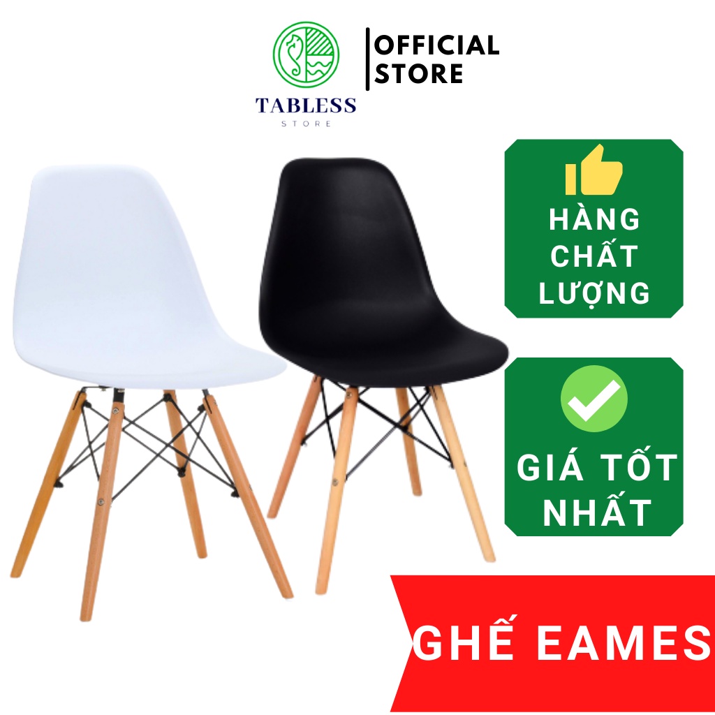 Ghế Làm Việc Văn Phòng EAMES Chân Gỗ SỒI Dành Cho Phòng ĂN,Phòng KHÁCH,Cafe,Văn Phòng,Học tập-TABLESS STORE