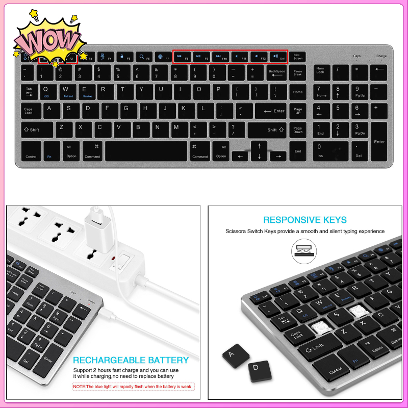 Bàn Phím Bluetooth Sakura Không Dây Cho Windows Ios Android Laptops Color | BigBuy360 - bigbuy360.vn
