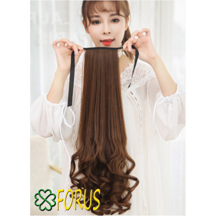 Tóc giả cột đuôi xoăn 58cm Sỉ 40k