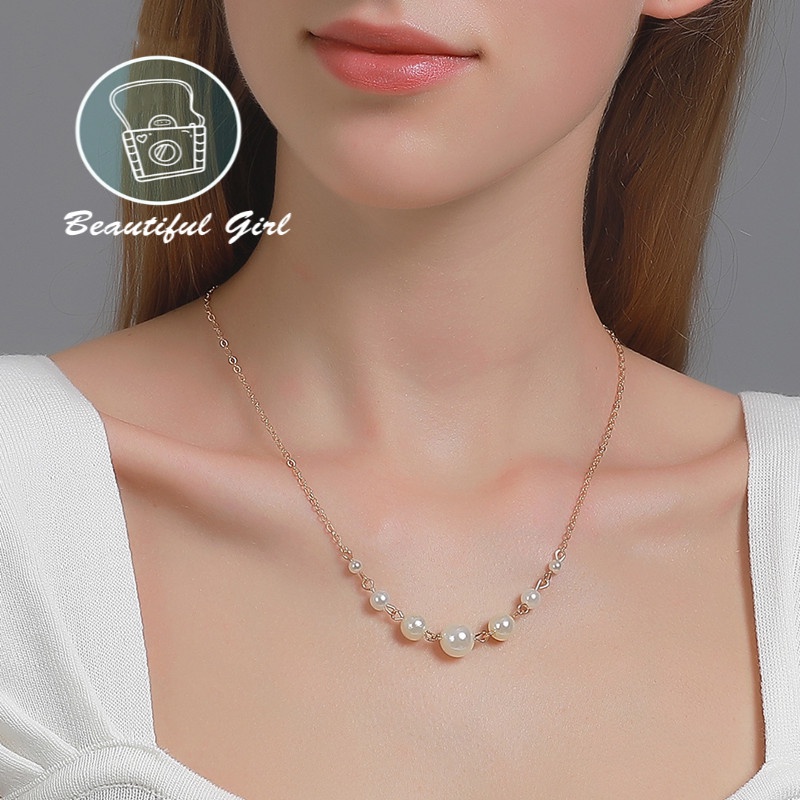 Vòng cổ mạ vàng xỏ ngọc trai thời trang Hàn Quốc cho nữ