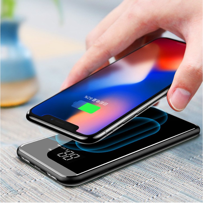 Pin sạc dự phòng không dây Baseus LV197 cho iPhoneX (LCD Qi Wireless Charger, 8000 mAh, 2A, Power Bank)