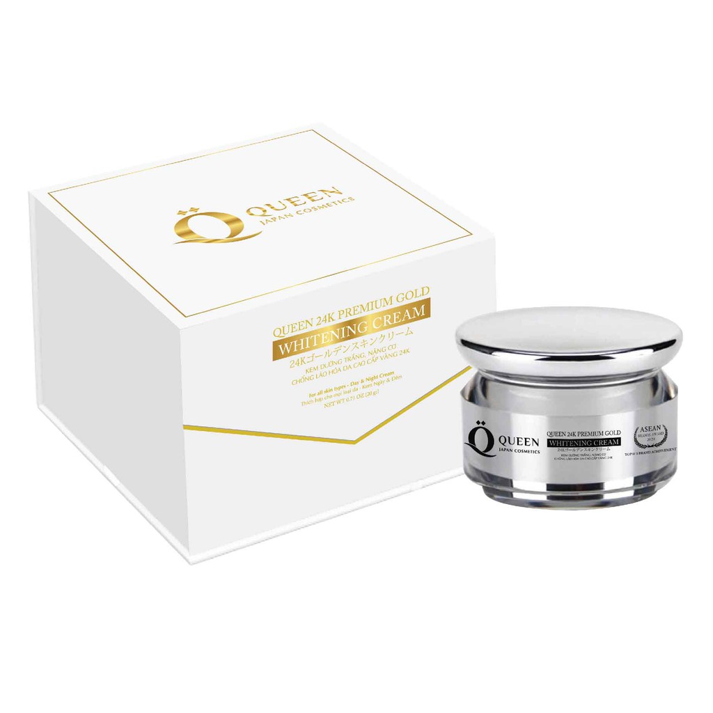 Kem dưỡng trắng nâng cơ chống lão hóa da cao cấp vàng 24K Nhật Bản Queen Japan Cosmetics