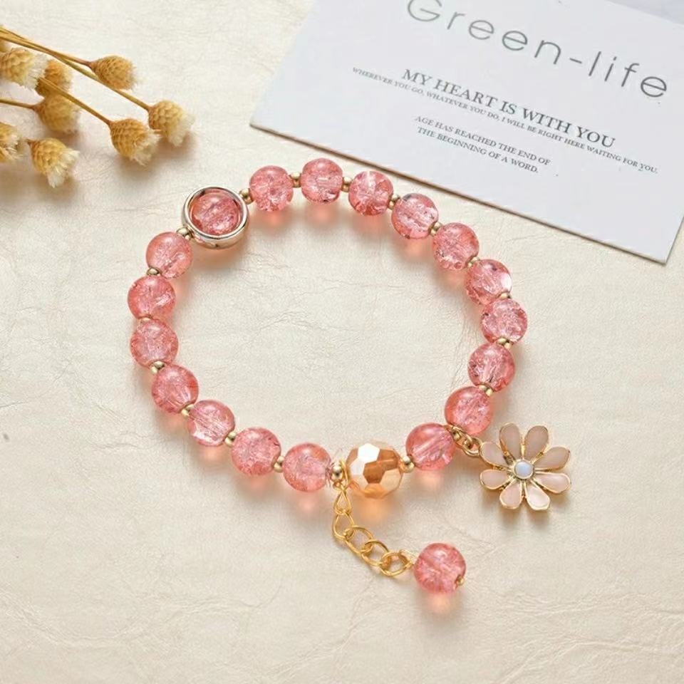  Korean small chrysanthemum pendant glass bead women's bracelet