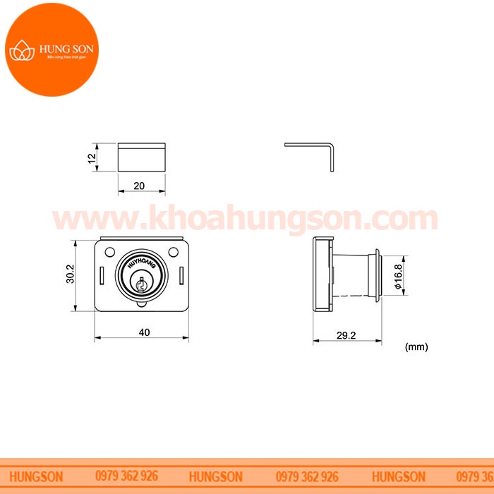 KHÓA TỦ GỖ VUÔNG HUY HOÀNG KT 06